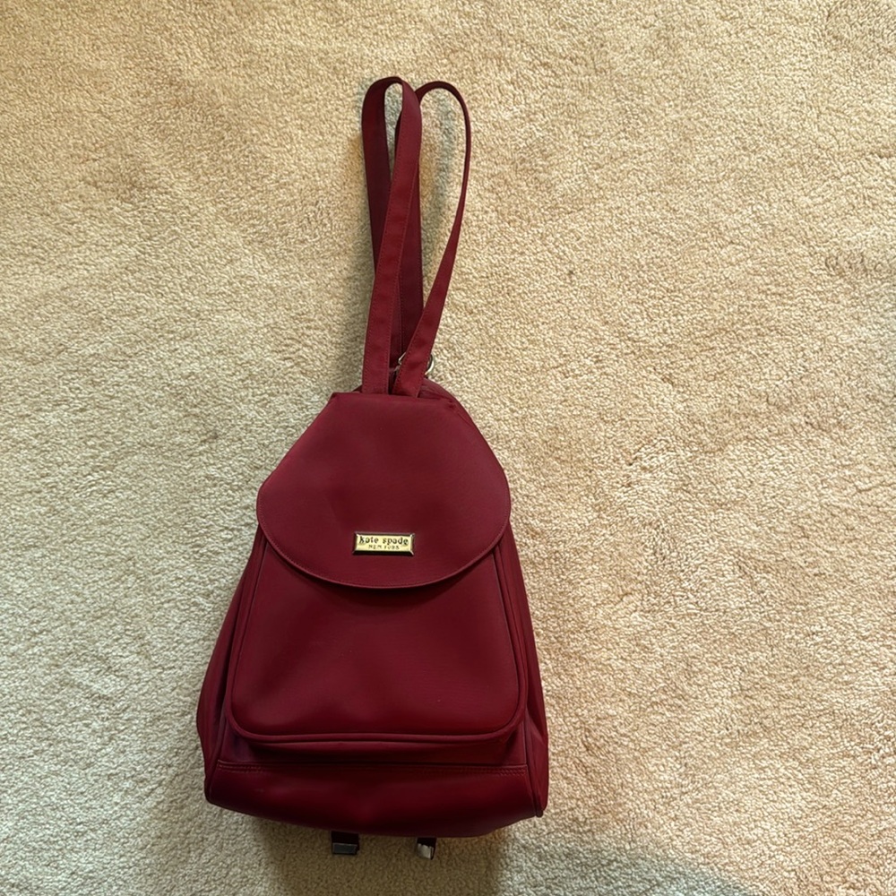 Y2K Kate Spade nylon red backpack or shoulder bag. Silver hardware.